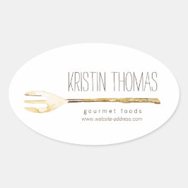 Ovalada Restauración de horquilla acuática, chef, Pegatina