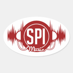 Ovalada Rojo con logotipo SPIMUSICINC - Pegatina