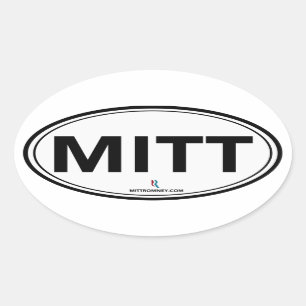 Ovalada Romney Ryan Mitt Oval Pegatina (Blanco / Negro)