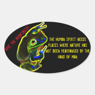 Ovalada Salvar al pegatina de la selva tropical