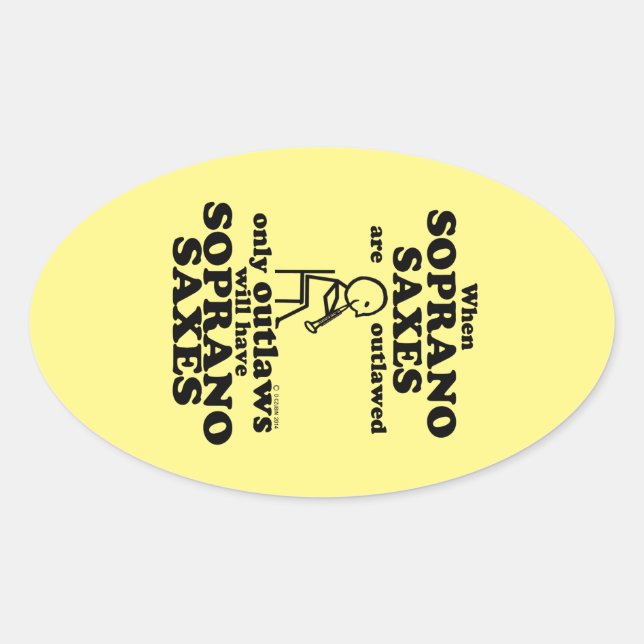 Ovalada Soprano Saxes Pegatina de ovario prohibido (Anverso)