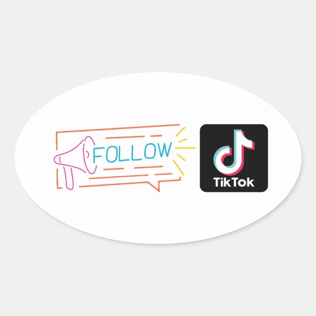 Ovalada suscribirse a mi pegatina de canal de Tiktok (Anverso)