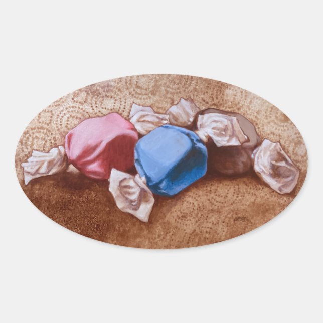 Ovalada Taffy Pegatina (Anverso)