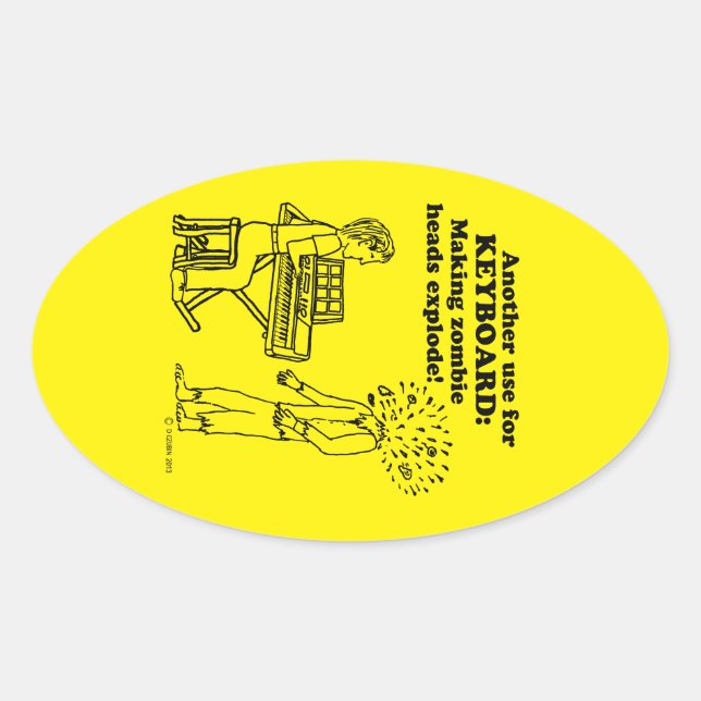 Ovalada Teclado Zombie Explode Oval Pegatina (Anverso)