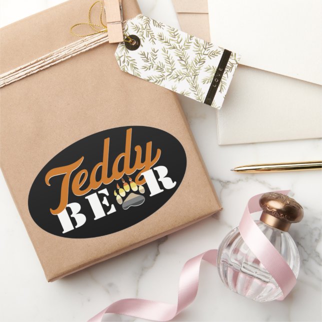 Ovalada Teddy Bear Pegatina (Regalar)