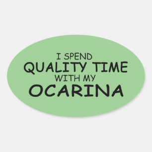 Ovalada Tiempo de calidad Ocarina Oval Pegatina