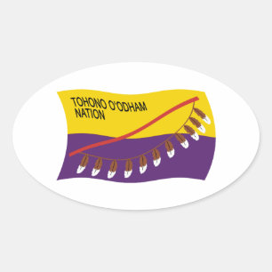 Ovalada Tohono O'odham Pegatina de la bandera de la nación