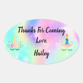 Ovalada Unicorn Horn Fiesta Gracias Pegatina