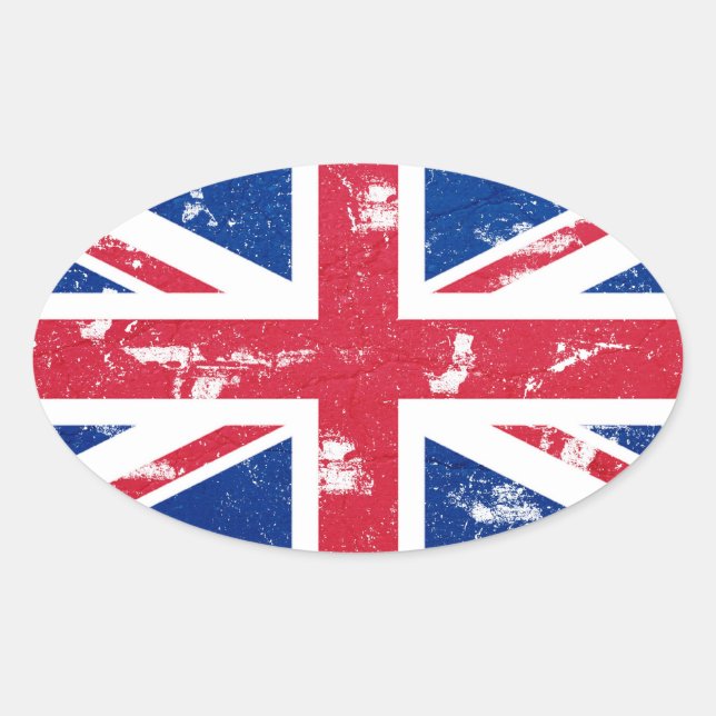 Ovalada Union Jack Pegatina (Anverso)