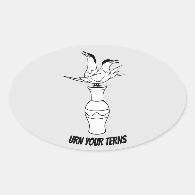 Ovalada Urn Your Terns pegatina (Anverso)