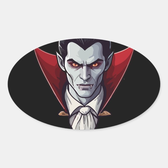 Ovalada 🦇 Vampiro gótico Pegatina negro 🖤 🎃 (Anverso)