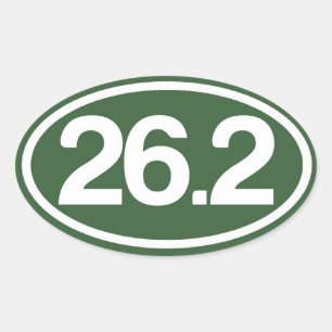 Ovalada Verde 26.2 Pegatina (Pegatina de maratón completo)