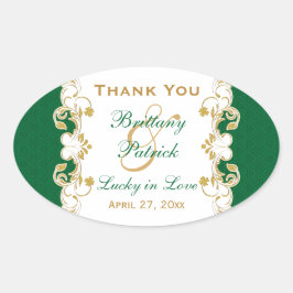 Ovalada Verde, Blanco, Oro Desplazamiento Pegatina del Fav