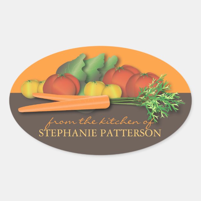 Ovalada Verduras frescas de la cocina del Pegatina (Anverso)