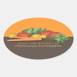 Ovalada Verduras frescas de la cocina del pegatina