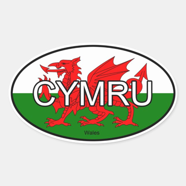 Ovalada Wales CYMRU Euro Pegatina (Anverso)