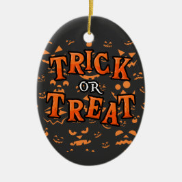 Óvalo de cerámica de Halloween con ornamentos de t