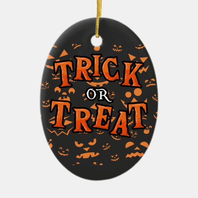 Óvalo de cerámica de Halloween con ornamentos de t (Frente)