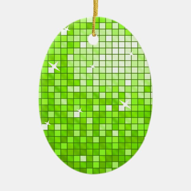 Óvalo de ornamento verde Disco Tiles (Frente)