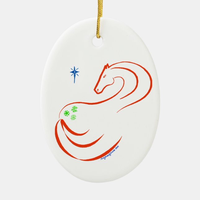 Óvalo del ornamento del navidad del caballo del (Frente)