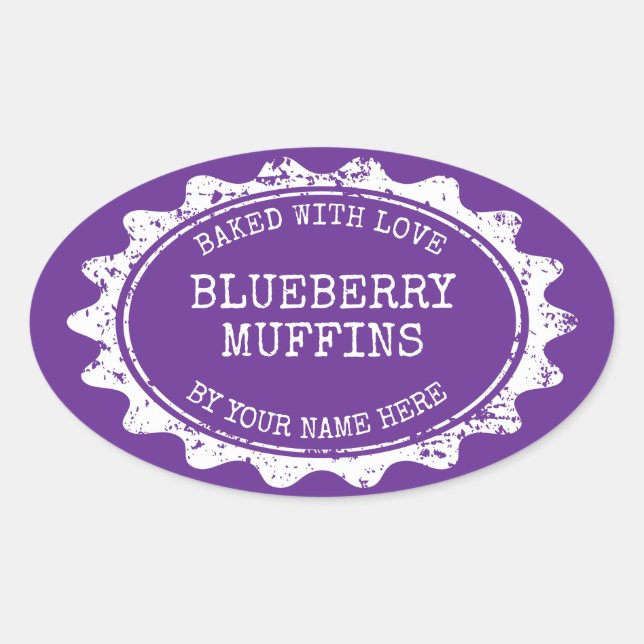 Óvalo Horneado con amor pegatinas para muffins cas (Anverso)