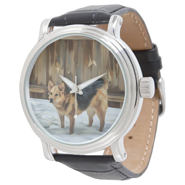 Oveja Alemana En El Reloj De Nieve (Angular)