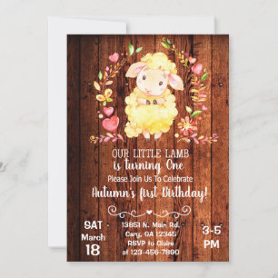 Oveja, cordero pequeño, invitación de cumpleaños c