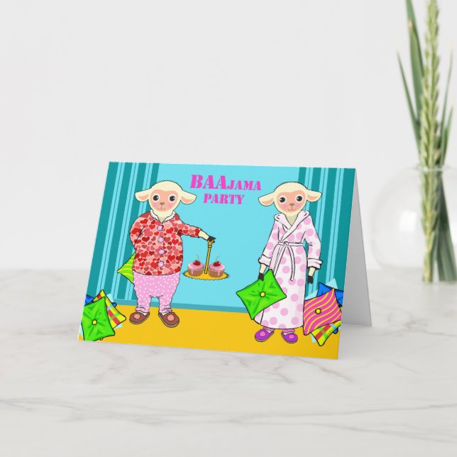 Oveja de invitación del Partido Cute Pajama, Fiest (Anverso)