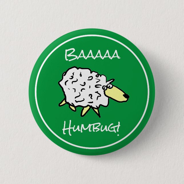 Oveja dice Baaaa Humbug - Botón Navidades (Anverso)