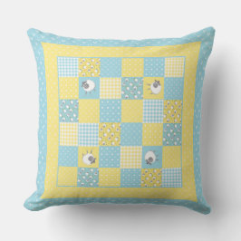 Oveja galesa divertida, patchwork falso, almohada 