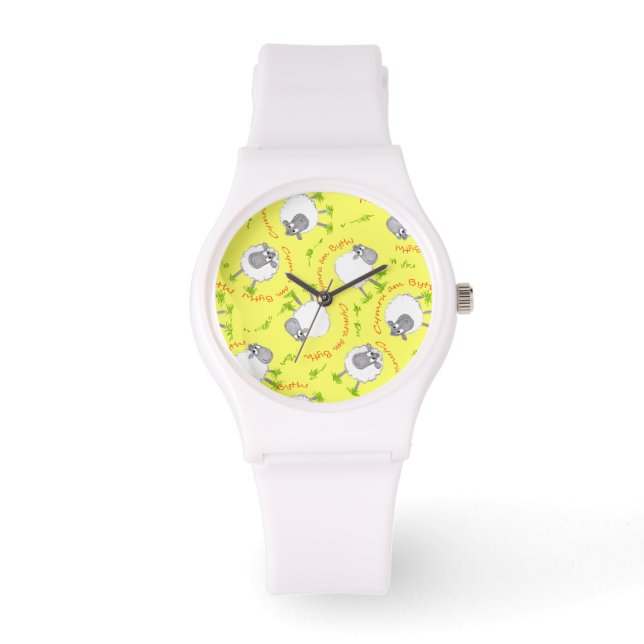 Oveja galesa, reloj de pulsera blanco para siempre (Anverso)