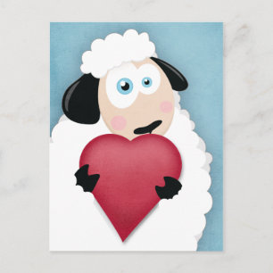 Oveja linda con postales del corazón del amor