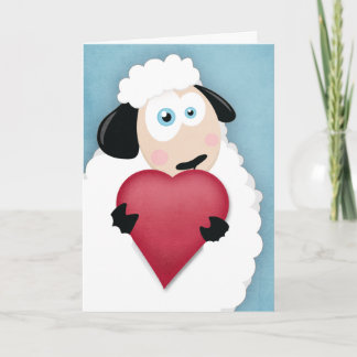 Oveja linda con tarjetas de San Valentín de corazó