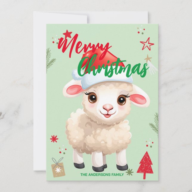 Oveja linda RAM santa Navidad Familia nombre (Anverso)