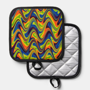 Oveja multicolor Abstract Oven Mitt y Pot Holders