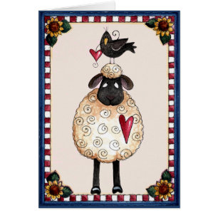 Oveja y cuervo - Tarjeta en blanco