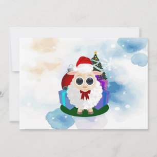Ovejas de Navidad Lindas Aquarela Copo de Nieve In