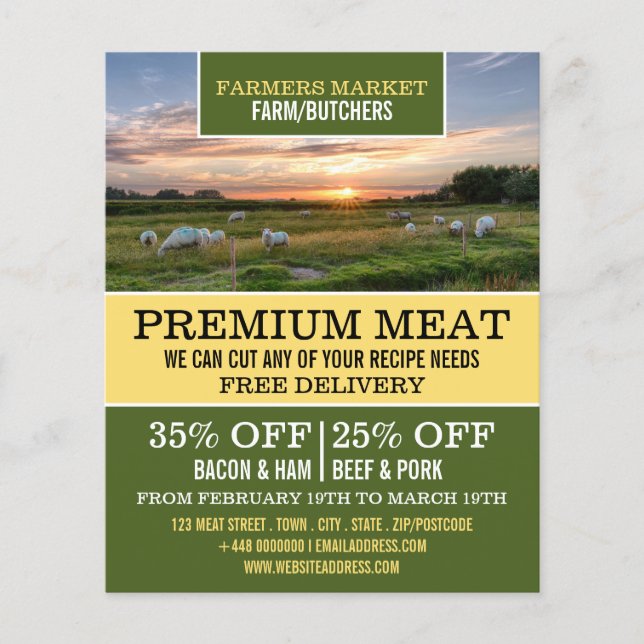 Ovejas en Campo, Publicidad de Granjero y Carnicer (Frente)