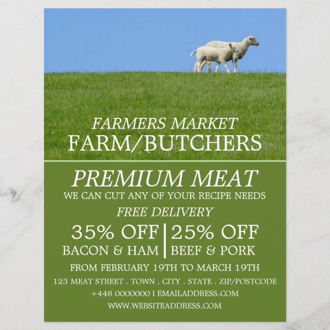 Ovejas en la hierba, publicidad de agricultor y ca (Frente)