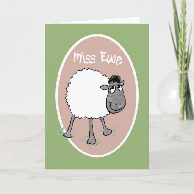 Ovejas lindas, Srta. Ewe, tarjeta de felicitación (Anverso)