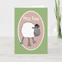 Ovejas lindas, Srta. Ewe, tarjeta de felicitación