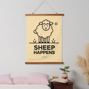OVEJAS OCUPAN Funny Tapiz de pared con carpintería
