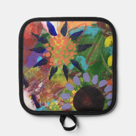 Oven Mitt y Pot Holders en las flores abstractas
