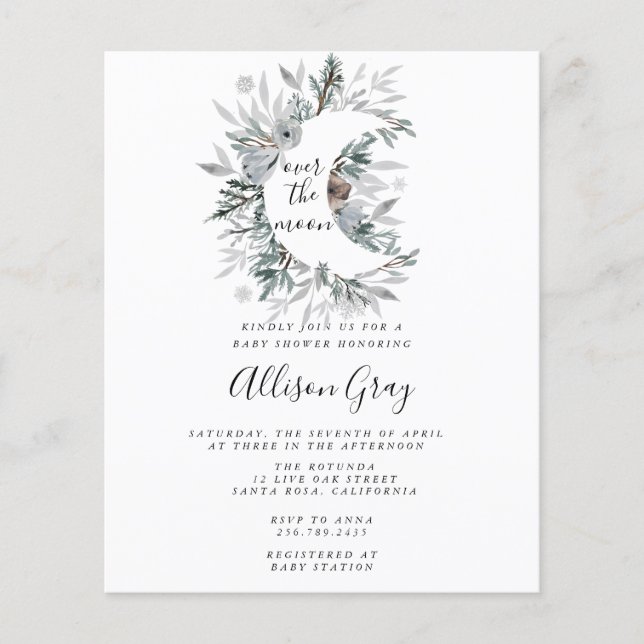Over the Moon Baby Shower | Folleto presupuestario (Frente)