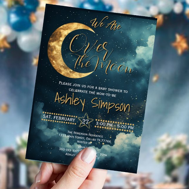Over the Moon Celestial Baby Shower Invitation (Subido por el creador)