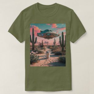 OVNI del desierto del gato Fatigue Camiseta Verde
