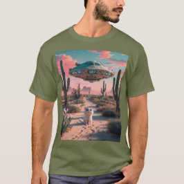 OVNI del desierto del gato Fatigue Camiseta Verde