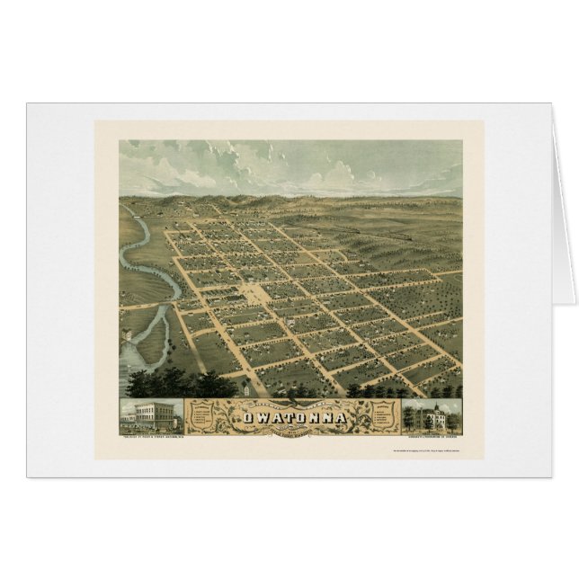 Owatonna, mapa panorámico del manganeso - 1870 (Anverso (Horizontal))
