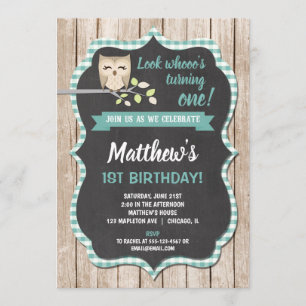 Owl 1ª invitaciones de cumpleaños cumpleaños niño 