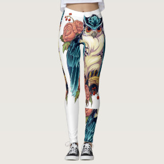 Owl Art Tattoo Design Ladies Leggings